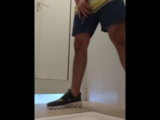 beach guy took a long piss at a public toilet
