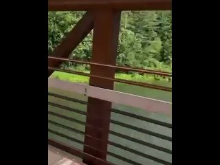 Being naughty on a public park trail flashing ass and pussy caught by 2men