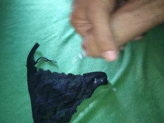 Jerking off on my wife's panties while she's not at home 