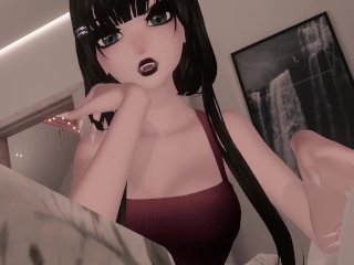 Sweet Romantic kiss and cuddle VR Virtual Goth GF comforts you during thunderstorm viewer POV