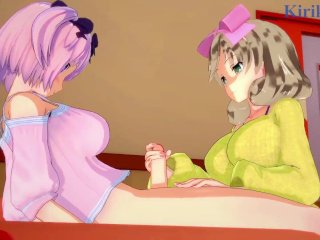 Haruka and Hibari have intense futanari sex in a karaoke room. - Senran Kagura Hentai