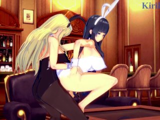 Ikaruga and Katsuragi have intense futanari sex in a bar. - Senran Kagura Hentai