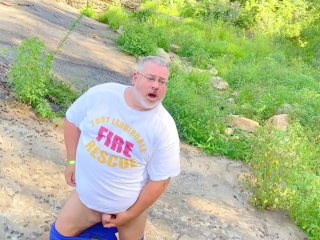 DADDY FIREFIGHTER HAS FUN IN YHE WOODS ON HIS LUNCH BREAK