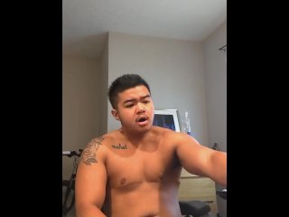 FTM starts the day with a massage gun quickie