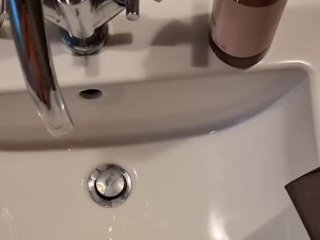 Massive cumshot in bathroom