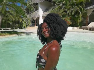 Elegant Delicate African Beauty enjoying the Swimming pool