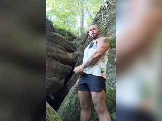 Teddy Stops On Hike To Please Himself For You