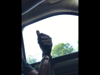 SLIM BBC CAUGHT STROKING DICK WHILE DRIVING WORK TRUCK