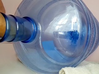 could not resist and passionately fucked a water cooler! big cock and bootle cumshot💦