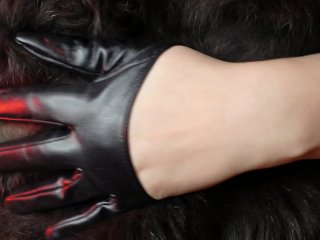 Sexy pin up Arya doing ASMR sounds with short leather gloves