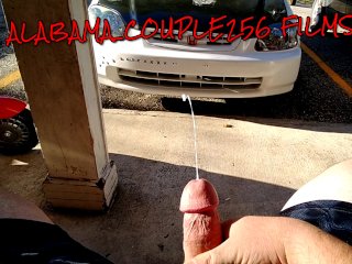 Risky cumshot fat cock Explodes in the parking lot