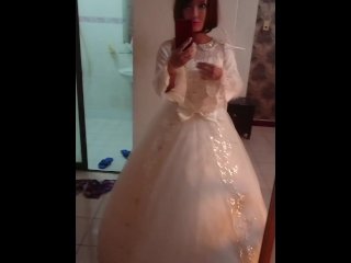 Futanari Bride was looking at mirror then show her dick