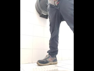 I piss in the public toilet, and I do a half wank