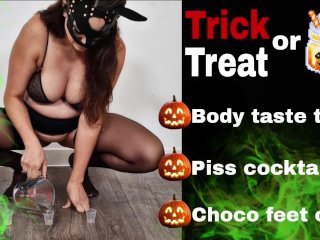 Trick or Treat? Femdom Mistress Taste Test Asshole Pussy Pee Finger Foot Chocolate Feet FLR FULL VID