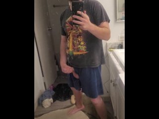 Stroking my thick hard cock.