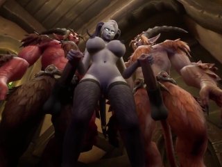 Demon girl gets double penetration from 2 Devils  Warcraft Parody
