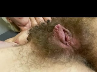 Big clit jerking and rubbing hairy pussy orgasm homemade amateur real cumming