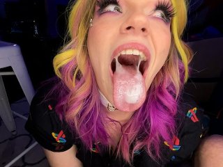 Baddie blows bubbles with my cum!