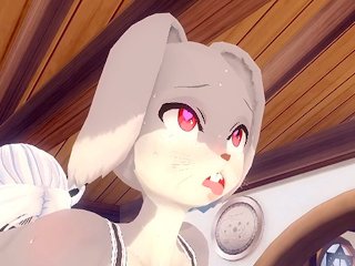 Cute Bunnygirl anal & deepthroat Yiff Furry PoV Hentai 60 FPS