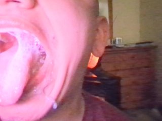 Mouth was filled with cum from a thick black dick!