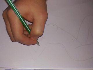 Drawing a big-breasted Japanese woman with a simple pencil