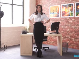 British Cop in Heels and Stockings Gives You Sexy Striptease!