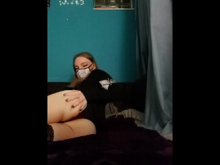 Cute trans girl jerks off and shakes while cumming