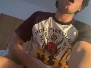 Horny guy holding back his cum