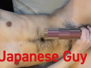 A cute man is naked and hand masturbation ♡ mass ejaculation