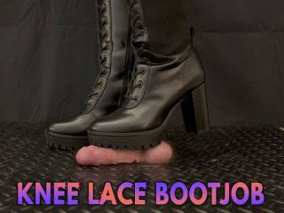 Cock Squeeze & Bootjob in Sexy Black Lace Knee Boots with TamyStarly - CBT, Trampling, Cock Crush