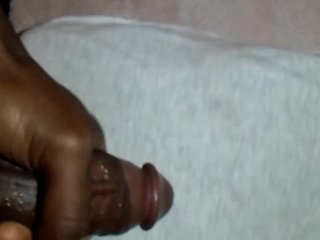 Playing with my big black dick while fantasizing about you