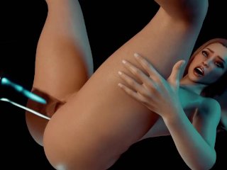 Busty Girl has Anal Glass Dildo  3D Porn