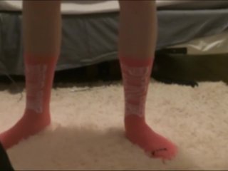 Jumping in pink socks accidentally start farting