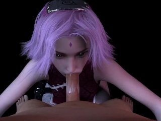 Sakura sucks cock in POV  Naruto 3D Hentai Parody