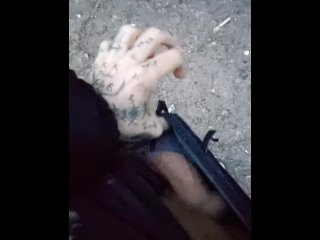 Tattooed german teen is jerking his fat cock in public (DM me on snapchat @Abdy.sama09