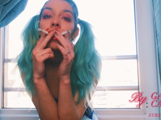 Smoking fetish 2 cigarette some time SFW with a shy tinny girls .CLOSE UP 4k