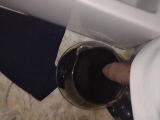 Peeing a lot I got a Jar with coffe on and piss On all DESPERATE PISSING