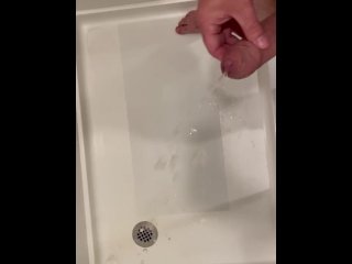 Cumming hard in hotel shower, pissing