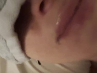 You're tired? But I have 2 balls full of CUM - Beautiful preggo MILF yawns & takes a facial