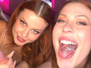 Cute Redhead roomate suprises me with a sloppy blowjob