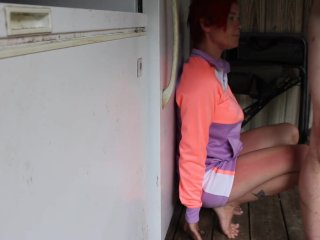 Getting facefucked in dirty camp storage room while its raining because I was asked if I did porn