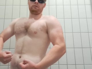 Quickie for Leo: Very Sweaty After My Workout!  Small Wet Uncut Cock Play