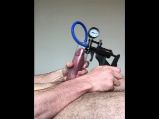 Pumping big dick to nine inches