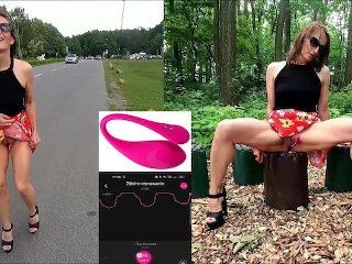 Public flashing in the Park with a Remote Vibrator