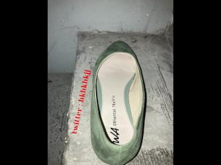 cum green flat shoes
