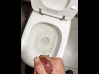 Teen boy jerks off in the public toilet Understall and make cum