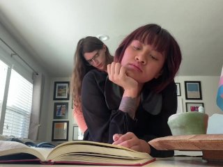 Lesbian Mia Thorne Let’s Trans Roommate Free Use Fuck while Reading a Book