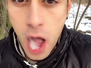 Cum play on tongue and swallowing load from cruiser