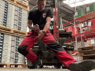 Exclusive boy gets an erection at work and has to deal with it