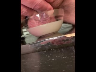 I wanna dip my balls in it!! (A bowl of my own cum-close up)